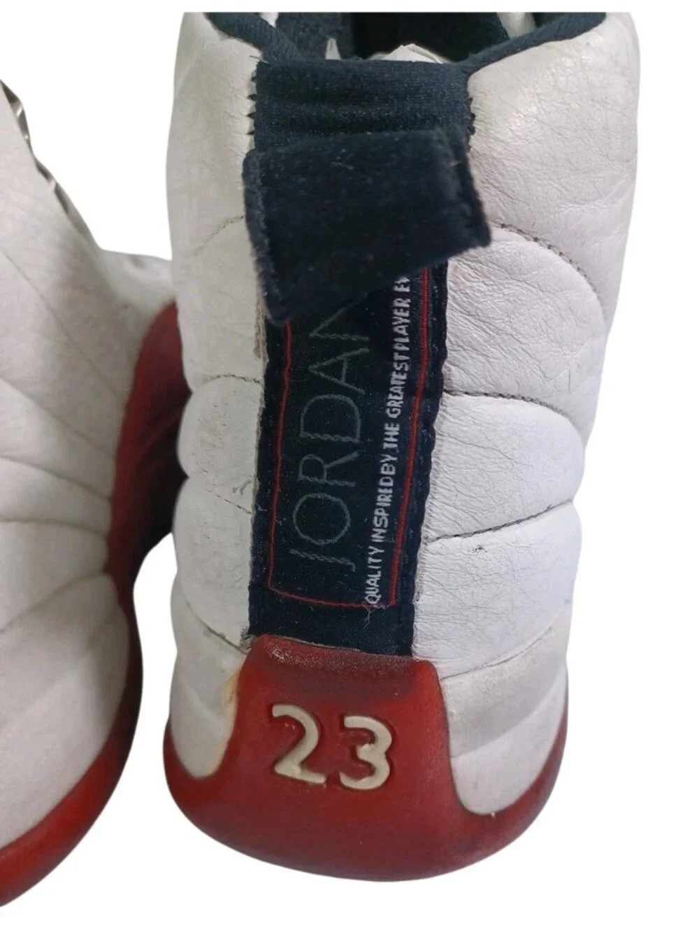Men's Size 8.5 Air Jordan 12 Retro Cherry Red White Leather Basketball Sneakers